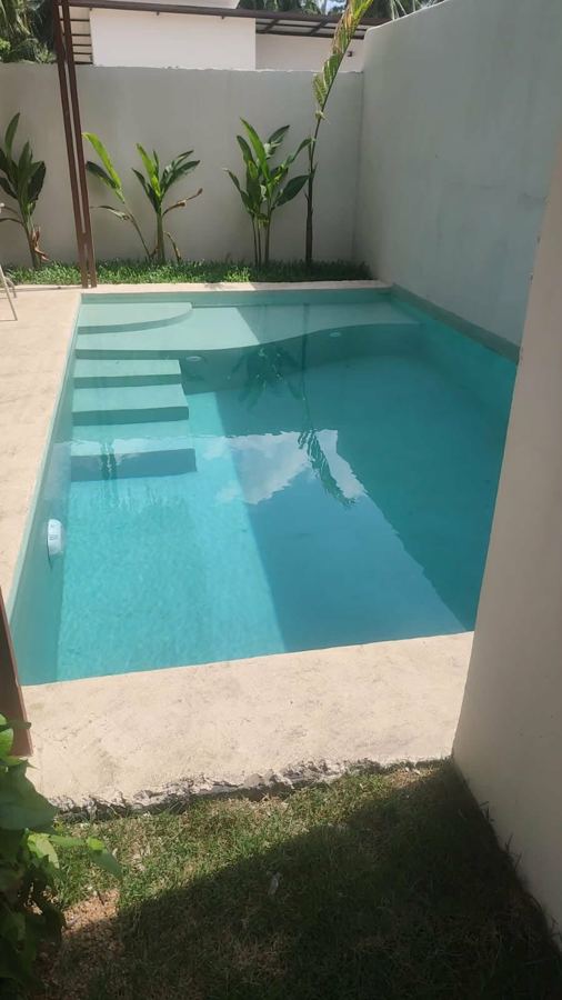 Another home's pool in the same project, with curved steps